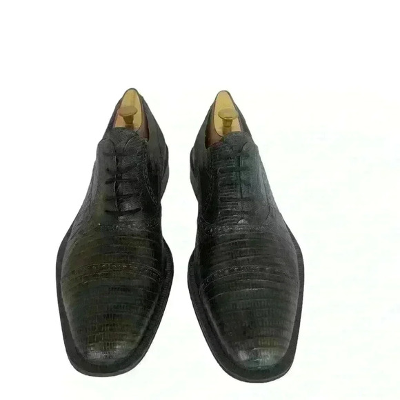 Forli Genuine Teju Lizard  Gray Blue Cap Toe Lace Up Oxford Shoes Mens Sz 9 - Picture 10 of 14